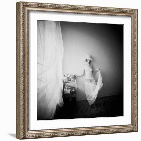 Pinhole Camera Shot of Standing Topless Woman in Hoop Skirt-Rafal Bednarz-Framed Photographic Print