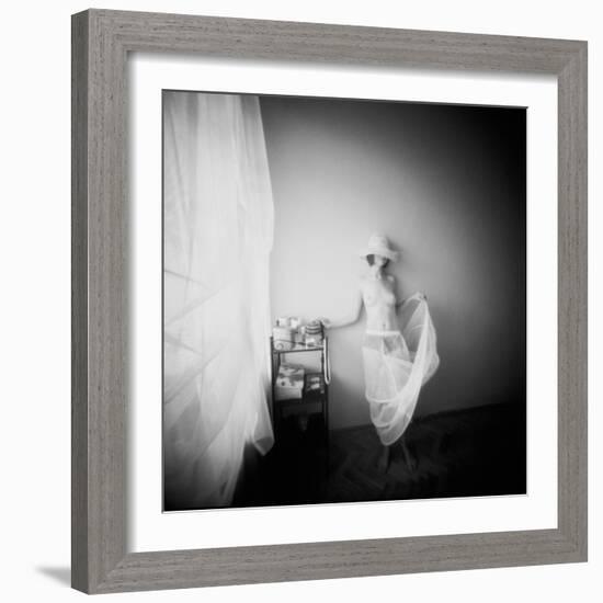 Pinhole Camera Shot of Standing Topless Woman in Hoop Skirt-Rafal Bednarz-Framed Photographic Print