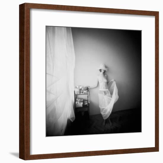 Pinhole Camera Shot of Standing Topless Woman in Hoop Skirt-Rafal Bednarz-Framed Photographic Print