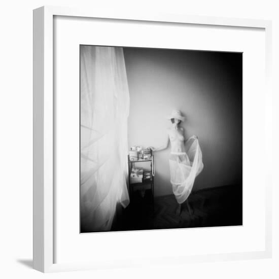 Pinhole Camera Shot of Standing Topless Woman in Hoop Skirt-Rafal Bednarz-Framed Photographic Print