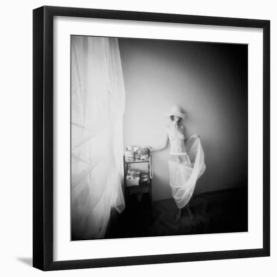 Pinhole Camera Shot of Standing Topless Woman in Hoop Skirt-Rafal Bednarz-Framed Photographic Print