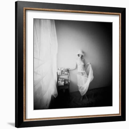 Pinhole Camera Shot of Standing Topless Woman in Hoop Skirt-Rafal Bednarz-Framed Photographic Print