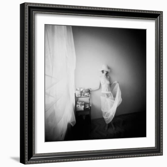 Pinhole Camera Shot of Standing Topless Woman in Hoop Skirt-Rafal Bednarz-Framed Photographic Print