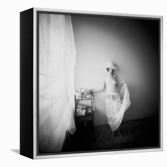 Pinhole Camera Shot of Standing Topless Woman in Hoop Skirt-Rafal Bednarz-Framed Premier Image Canvas