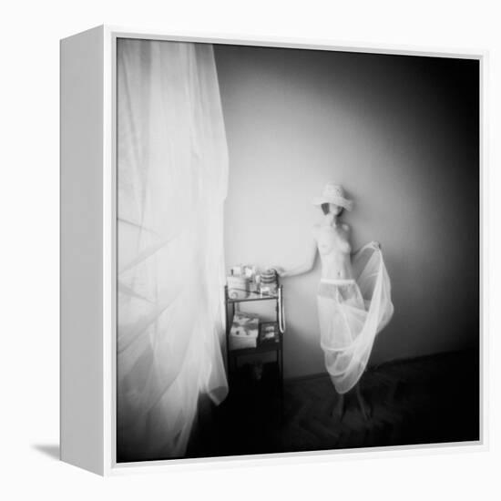 Pinhole Camera Shot of Standing Topless Woman in Hoop Skirt-Rafal Bednarz-Framed Premier Image Canvas