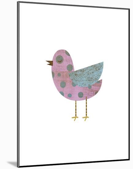 Pink and Blue Polka Dot Bird-John W^ Golden-Mounted Art Print