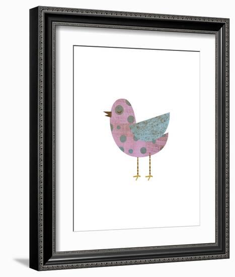 Pink and Blue Polka Dot Bird-John W^ Golden-Framed Art Print