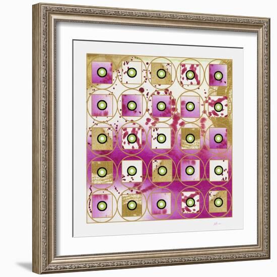 Pink and Gold Bullseye II-Pamela A. Johnson-Framed Giclee Print