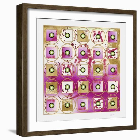 Pink and Gold Bullseye II-Pamela A. Johnson-Framed Giclee Print