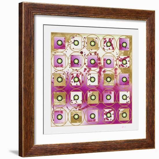 Pink and Gold Bullseye II-Pamela A. Johnson-Framed Giclee Print