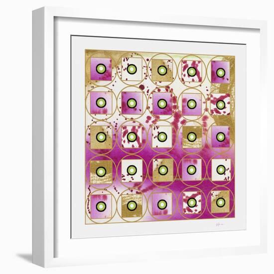 Pink and Gold Bullseye II-Pamela A. Johnson-Framed Giclee Print