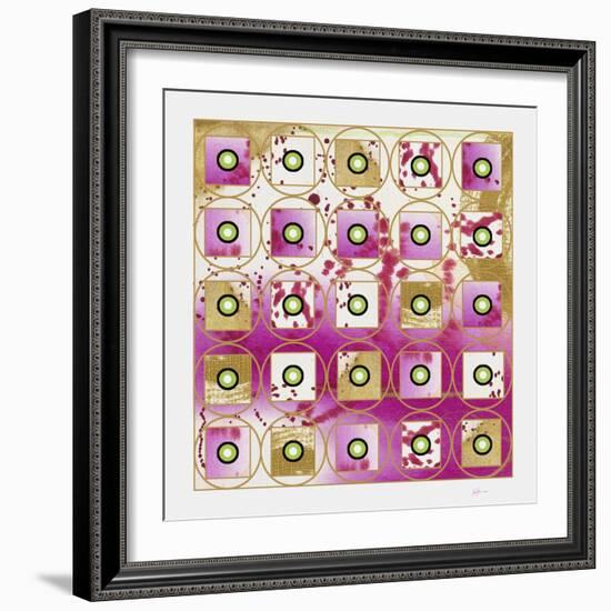 Pink and Gold Bullseye II-Pamela A. Johnson-Framed Giclee Print