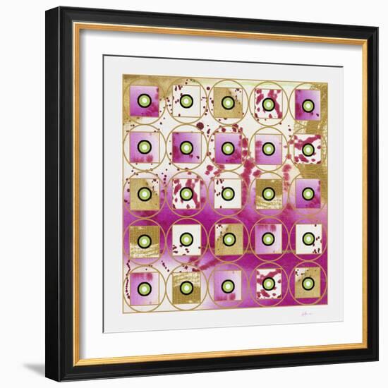 Pink and Gold Bullseye II-Pamela A. Johnson-Framed Giclee Print