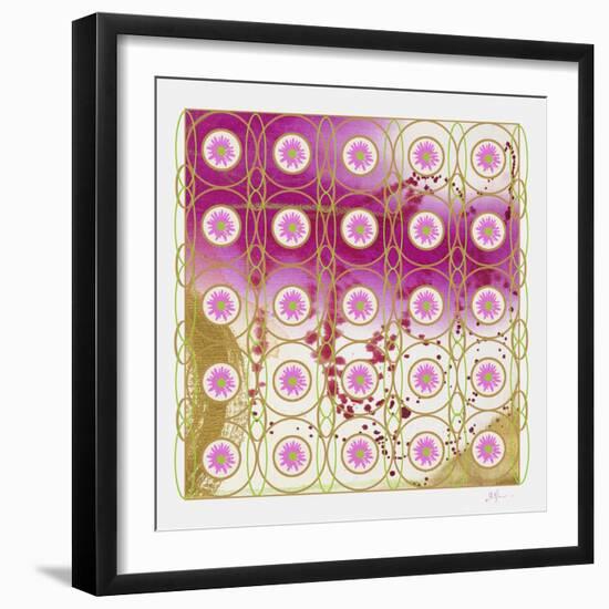 Pink and Gold Daisies-Pamela A. Johnson-Framed Giclee Print