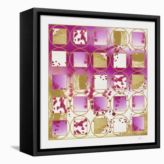 Pink and Gold Grid I copy-Pamela A. Johnson-Framed Premier Image Canvas