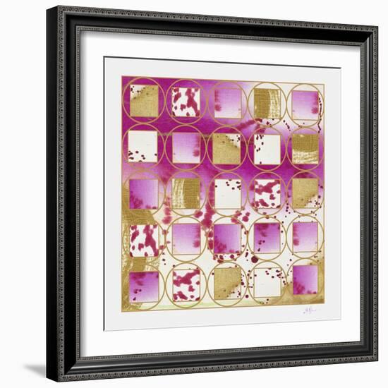 Pink and Gold Grid I copy-Pamela A. Johnson-Framed Giclee Print