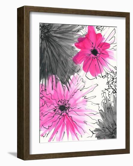 Pink and Grey Flowers-Jodi Pedri-Framed Art Print