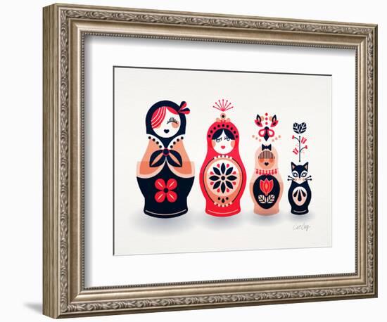 Pink and Navy Russian Dolls-Cat Coquillette-Framed Giclee Print