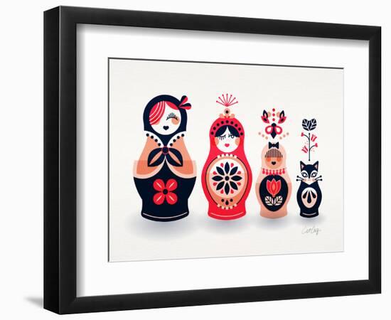 Pink and Navy Russian Dolls-Cat Coquillette-Framed Giclee Print