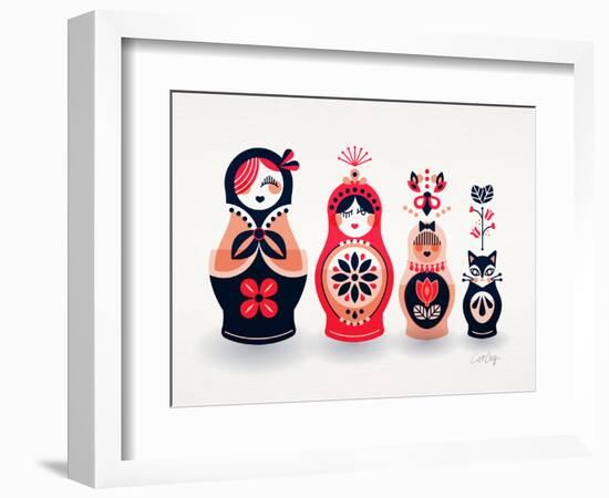 Pink and Navy Russian Dolls-Cat Coquillette-Framed Giclee Print