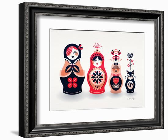 Pink and Navy Russian Dolls-Cat Coquillette-Framed Giclee Print