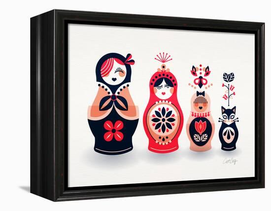 Pink and Navy Russian Dolls-Cat Coquillette-Framed Premier Image Canvas