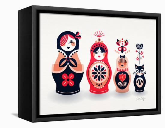 Pink and Navy Russian Dolls-Cat Coquillette-Framed Premier Image Canvas