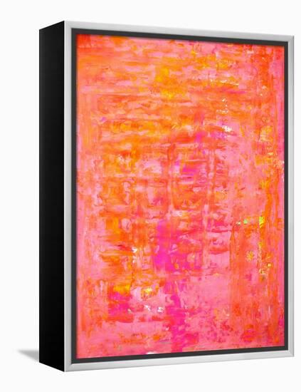 Pink and Orange Abstract Art Painting-T30Gallery-Framed Stretched Canvas