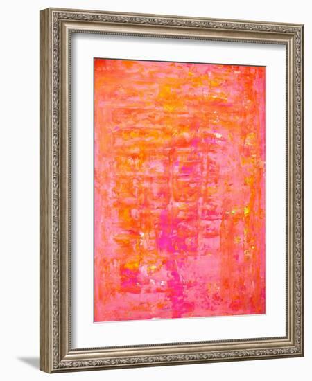 Pink and Orange Abstract Art Painting-T30Gallery-Framed Art Print