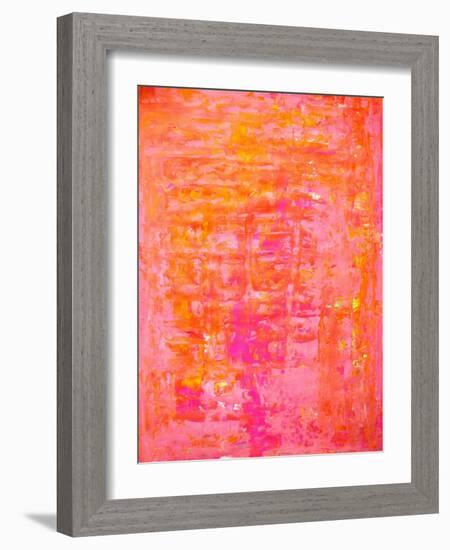 Pink and Orange Abstract Art Painting-T30Gallery-Framed Art Print