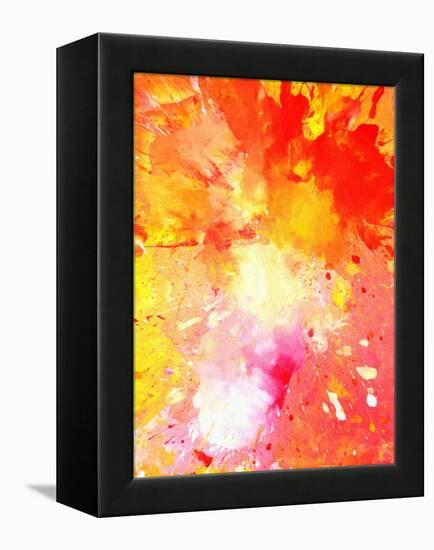 Pink and Orange Abstract Art Painting-T30Gallery-Framed Stretched Canvas