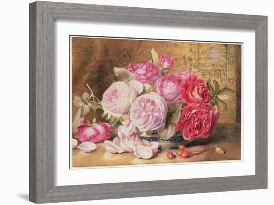 Pink and Red Roses in a Bowl-Mary Elizabeth Duffield-Framed Giclee Print