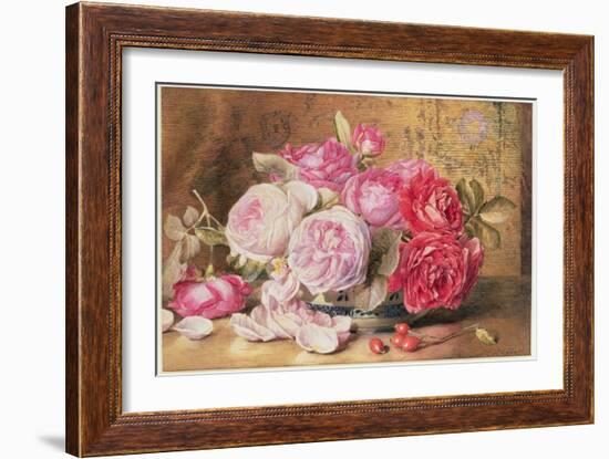 Pink and Red Roses in a Bowl-Mary Elizabeth Duffield-Framed Giclee Print