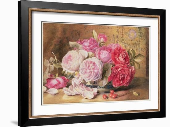 Pink and Red Roses in a Bowl-Mary Elizabeth Duffield-Framed Giclee Print