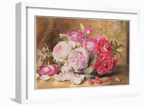 Pink and Red Roses in a Bowl-Mary Elizabeth Duffield-Framed Giclee Print