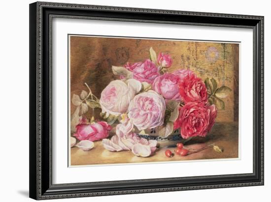 Pink and Red Roses in a Bowl-Mary Elizabeth Duffield-Framed Giclee Print