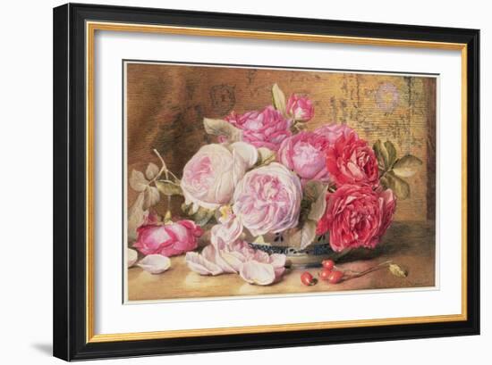 Pink and Red Roses in a Bowl-Mary Elizabeth Duffield-Framed Giclee Print