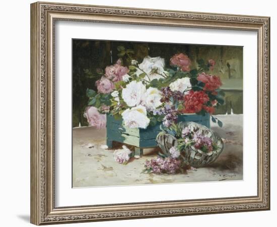 Pink and Red Roses-Eugene Henri Cauchois-Framed Giclee Print