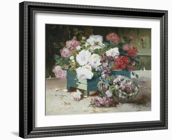 Pink and Red Roses-Eugene Henri Cauchois-Framed Giclee Print