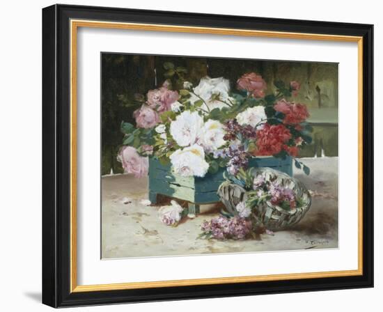 Pink and Red Roses-Eugene Henri Cauchois-Framed Giclee Print