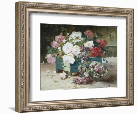 Pink and Red Roses-Eugene Henri Cauchois-Framed Giclee Print