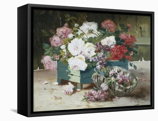 Pink and Red Roses-Eugene Henri Cauchois-Framed Premier Image Canvas