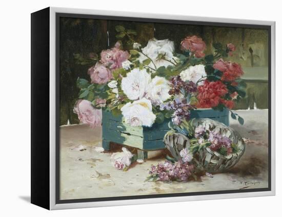 Pink and Red Roses-Eugene Henri Cauchois-Framed Premier Image Canvas