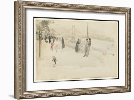 Pink and Silver - Chelsea, the Embankment, C.1885 (W/C on Paper)-James Abbott McNeill Whistler-Framed Giclee Print