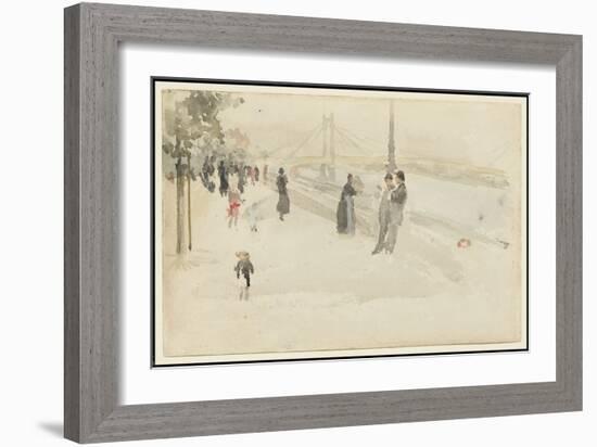 Pink and Silver - Chelsea, the Embankment, C.1885 (W/C on Paper)-James Abbott McNeill Whistler-Framed Giclee Print