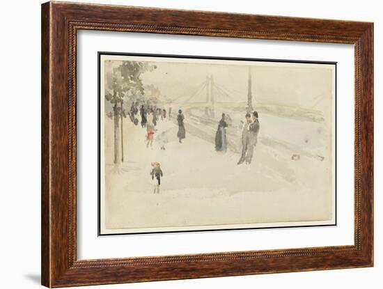 Pink and Silver - Chelsea, the Embankment, C.1885 (W/C on Paper)-James Abbott McNeill Whistler-Framed Giclee Print