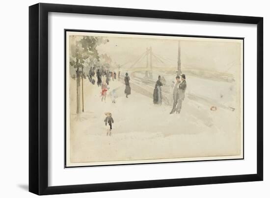 Pink and Silver - Chelsea, the Embankment, C.1885 (W/C on Paper)-James Abbott McNeill Whistler-Framed Giclee Print
