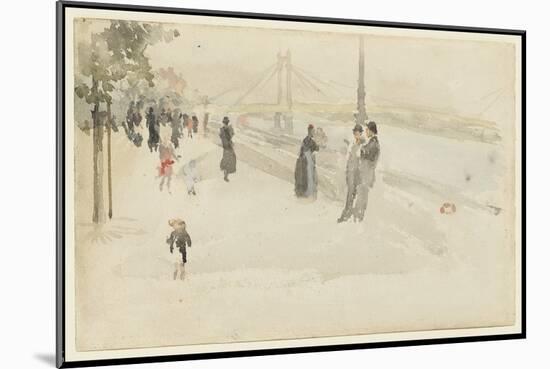 Pink and Silver - Chelsea, the Embankment, C.1885 (W/C on Paper)-James Abbott McNeill Whistler-Mounted Giclee Print