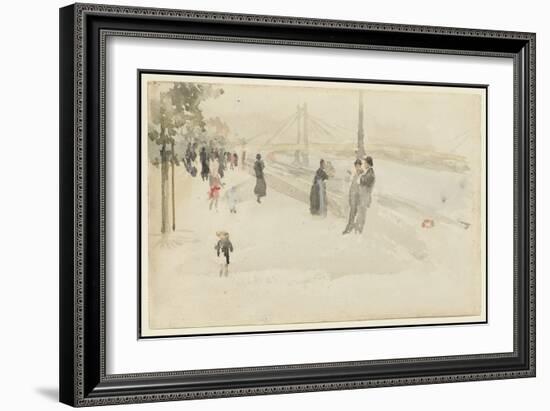 Pink and Silver - Chelsea, the Embankment, C.1885 (W/C on Paper)-James Abbott McNeill Whistler-Framed Giclee Print