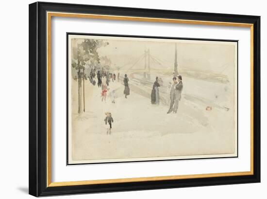 Pink and Silver - Chelsea, the Embankment, C.1885 (W/C on Paper)-James Abbott McNeill Whistler-Framed Giclee Print